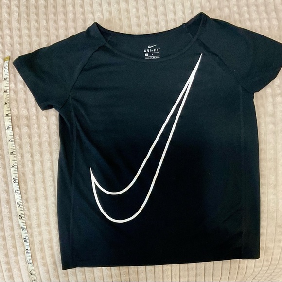 Nike Women's Black Tee with White Swoosh - Picture 1 of 4